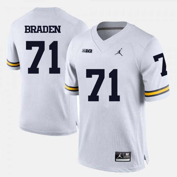 University of Michigan #71 For Men Ben Braden Jersey White High School College Football
